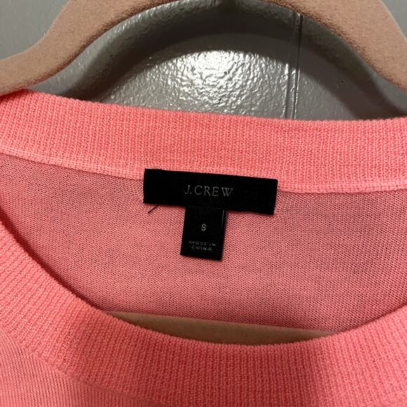 J. Crew Bright Pink Tippi 100% Merino Wool Crewneck Classic Preppy Sweater S - Picture 4 of 7